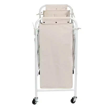 Honey-Can-Do Panier à linge triple accordéon : Panier à linge roulant en acier blanc avec roues, pliable, design ouvert