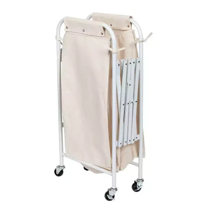 Honey-Can-Do Panier à linge triple accordéon : Panier à linge roulant en acier blanc avec roues, pliable, design ouvert