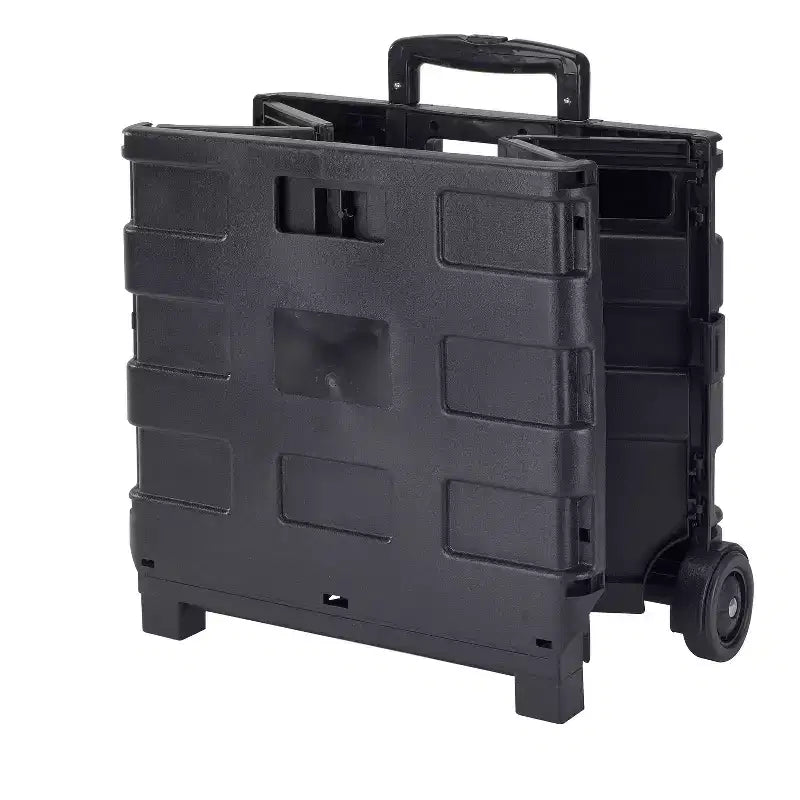Chariot de courses pliable géant Simplify : Chariot de service roulant noir pour l'épicerie avec roues, aucun assemblage requis