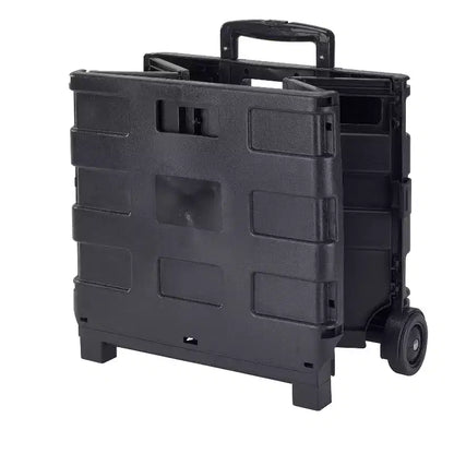 Chariot de courses pliable géant Simplify : Chariot de service roulant noir pour l'épicerie avec roues, aucun assemblage requis