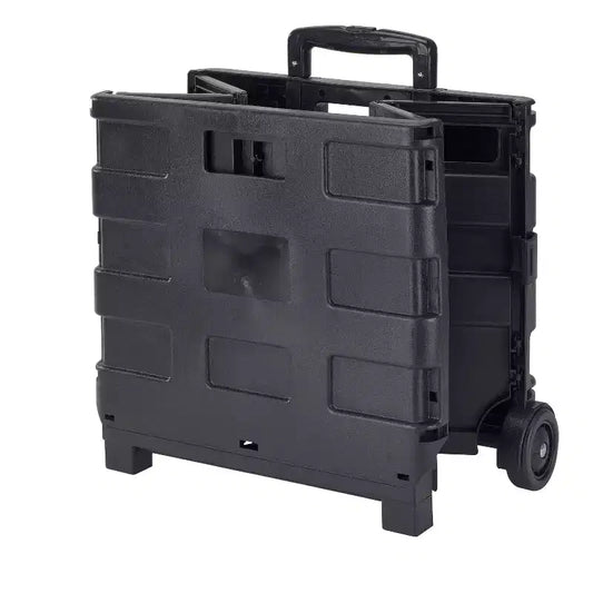 Chariot de courses pliable géant Simplify : Chariot de service roulant noir pour l'épicerie avec roues, aucun assemblage requis