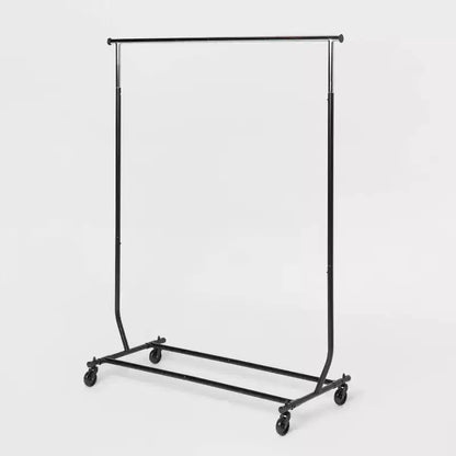 Heavy Duty Garment Rack - Brightroom™: Metal Frame, Rolling Clothing Storage, 101.2 lb Capacity, 75.39" Width, Black