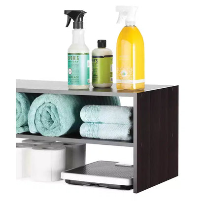 Whitmor Organisateur de rangement empilable 31 po extra large 2 étagères Espresso : Meuble à chaussures autoportant pour placard, peut contenir 9 paires