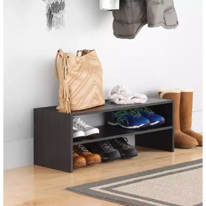 Whitmor Organisateur de rangement empilable 31 po extra large 2 étagères Espresso : Meuble à chaussures autoportant pour placard, peut contenir 9 paires