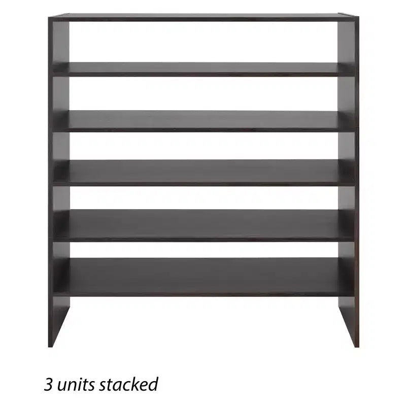 Whitmor Organisateur de rangement empilable 31 po extra large 2 étagères Espresso : Meuble à chaussures autoportant pour placard, peut contenir 9 paires
