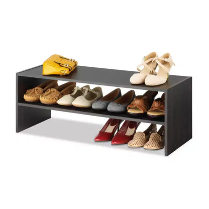 Whitmor Organisateur de rangement empilable 31 po extra large 2 étagères Espresso : Meuble à chaussures autoportant pour placard, peut contenir 9 paires