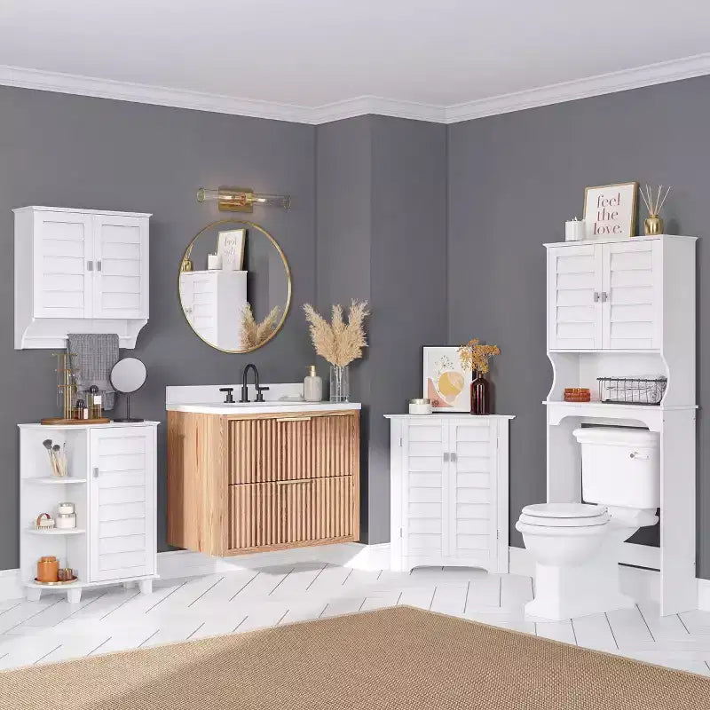 RiverRidge Home Brookfield Meuble de Rangement Mural pour Salle de Bain au-Dessus des Toilettes, Blanc
