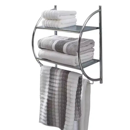 Étagère murale à 2 niveaux avec porte-serviettes argenté - Organize It All