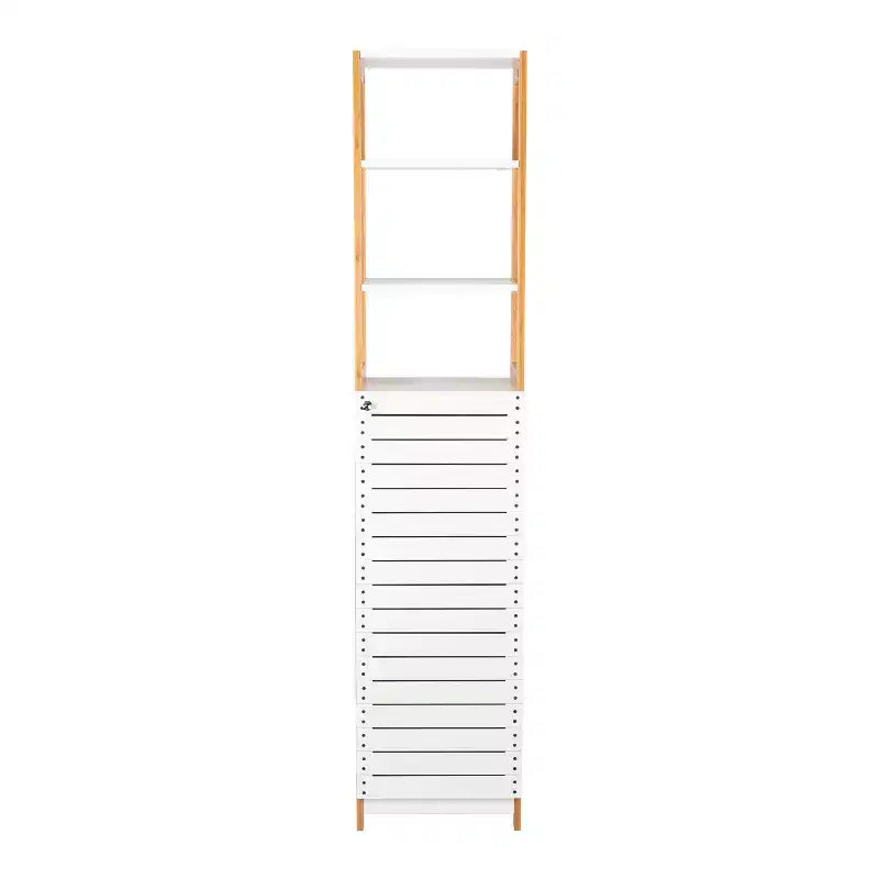 Deluxe Bamboo High Cabinet with Three Interior Shelves Brown - Organize It All