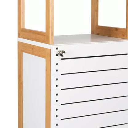 Meuble Haut de Luxe en Bambou avec Trois Étagères Intérieures Marron - Tout Organiser