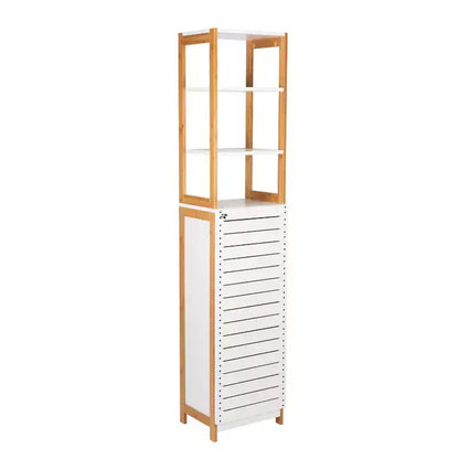 Meuble Haut de Luxe en Bambou avec Trois Étagères Intérieures Marron - Tout Organiser