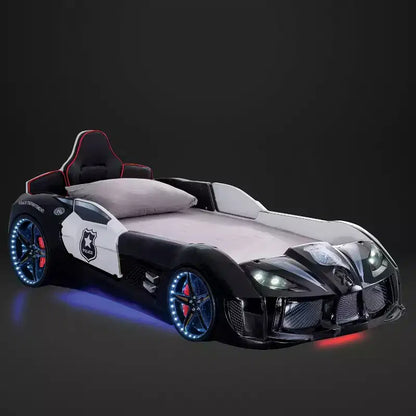 Lit pour enfant miBasics Twin Tarryton Police Cruiser avec lumières LED et son Noir/Blanc