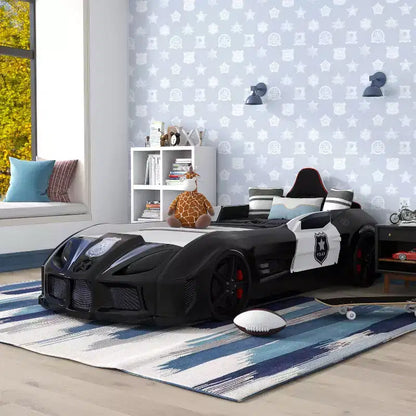 Lit pour enfant miBasics Twin Tarryton Police Cruiser avec lumières LED et son Noir/Blanc