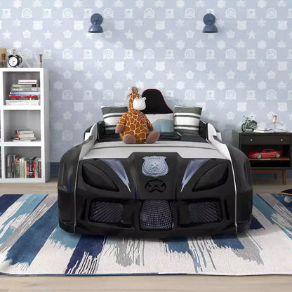 Lit pour enfant miBasics Twin Tarryton Police Cruiser avec lumières LED et son Noir/Blanc