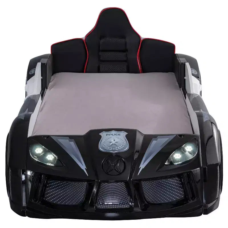 Lit pour enfant miBasics Twin Tarryton Police Cruiser avec lumières LED et son Noir/Blanc