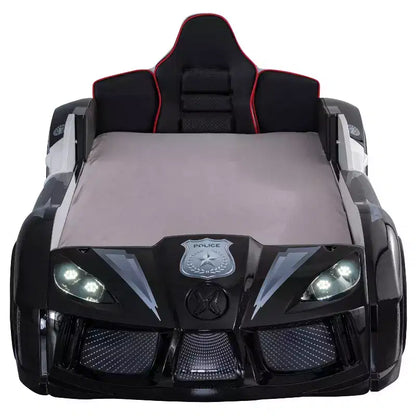 Lit pour enfant miBasics Twin Tarryton Police Cruiser avec lumières LED et son Noir/Blanc
