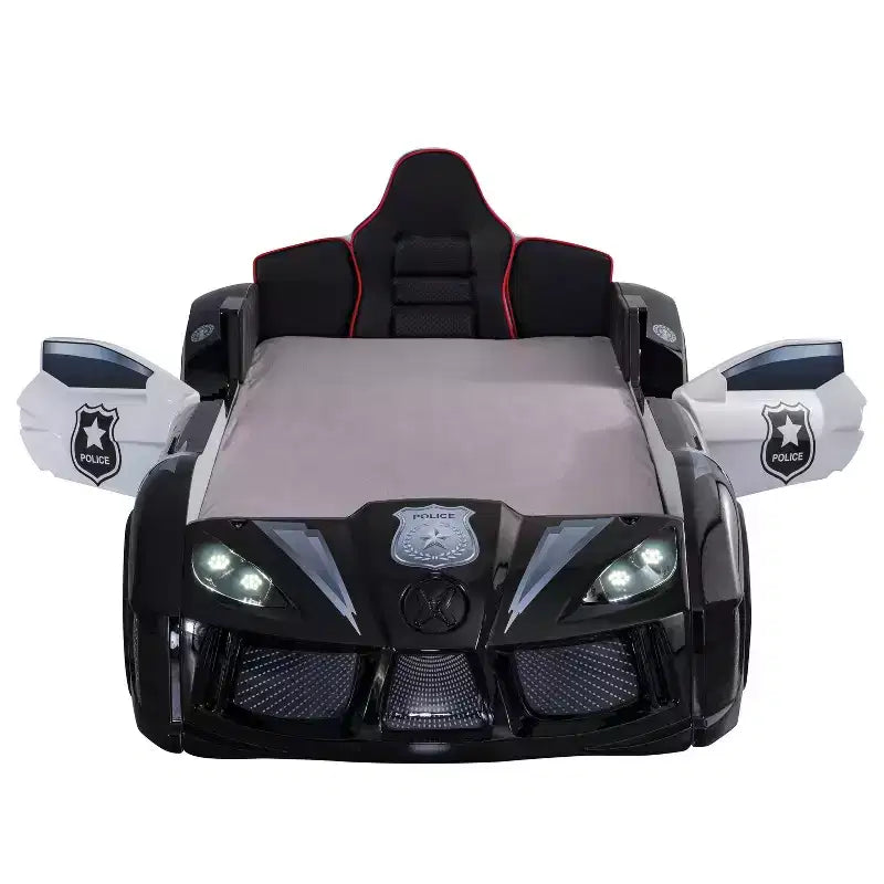 Lit pour enfant miBasics Twin Tarryton Police Cruiser avec lumières LED et son Noir/Blanc
