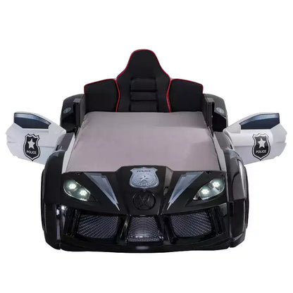 Lit pour enfant miBasics Twin Tarryton Police Cruiser avec lumières LED et son Noir/Blanc