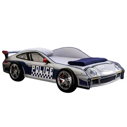 Twin Quessa Police Car Kids' Bed with Led Headlight Chair Black/White - HOMES: Inside + Out
