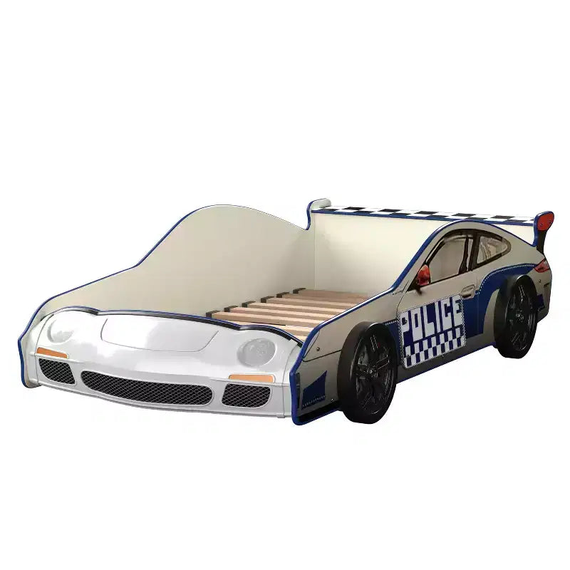 Lit pour enfants Twin Quessa Voiture de police avec phares LED noirs/blancs - HOMES: Inside + Out