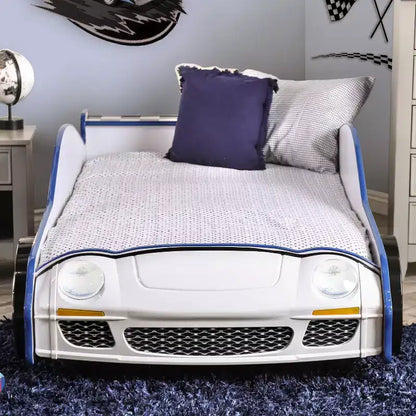 Lit pour enfants Twin Quessa Voiture de police avec phares LED noirs/blancs - HOMES: Inside + Out