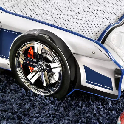 Lit pour enfants Twin Quessa Voiture de police avec phares LED noirs/blancs - HOMES: Inside + Out