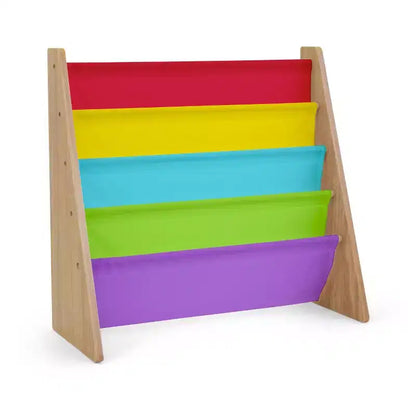 Meuble de Rangement pour Livres Enfants 4 Niveaux Naturel/Arc-en-ciel - Humble Crew : Étagère à Livres Suspendue, Présentoir pour Tout-petits