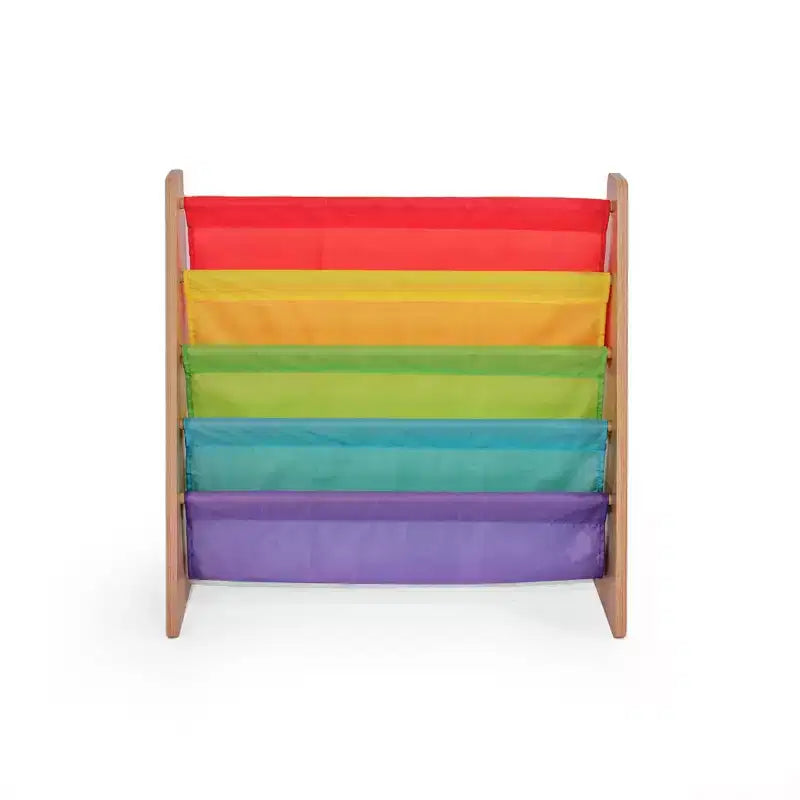Meuble de Rangement pour Livres Enfants 4 Niveaux Naturel/Arc-en-ciel - Humble Crew : Étagère à Livres Suspendue, Présentoir pour Tout-petits