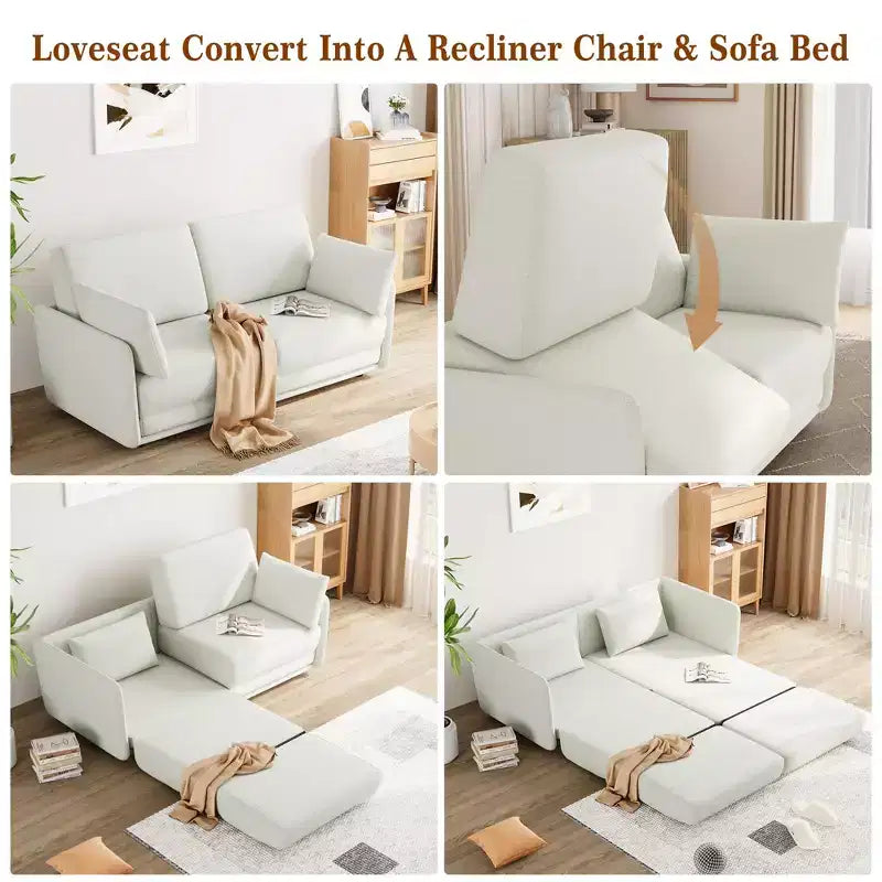 Canapé-Lit Extensible Queen Size de 66 Pouces, Canapé-Lit Convertible 3-en-1 avec Coussins Épais, Multi-Fonctionnel