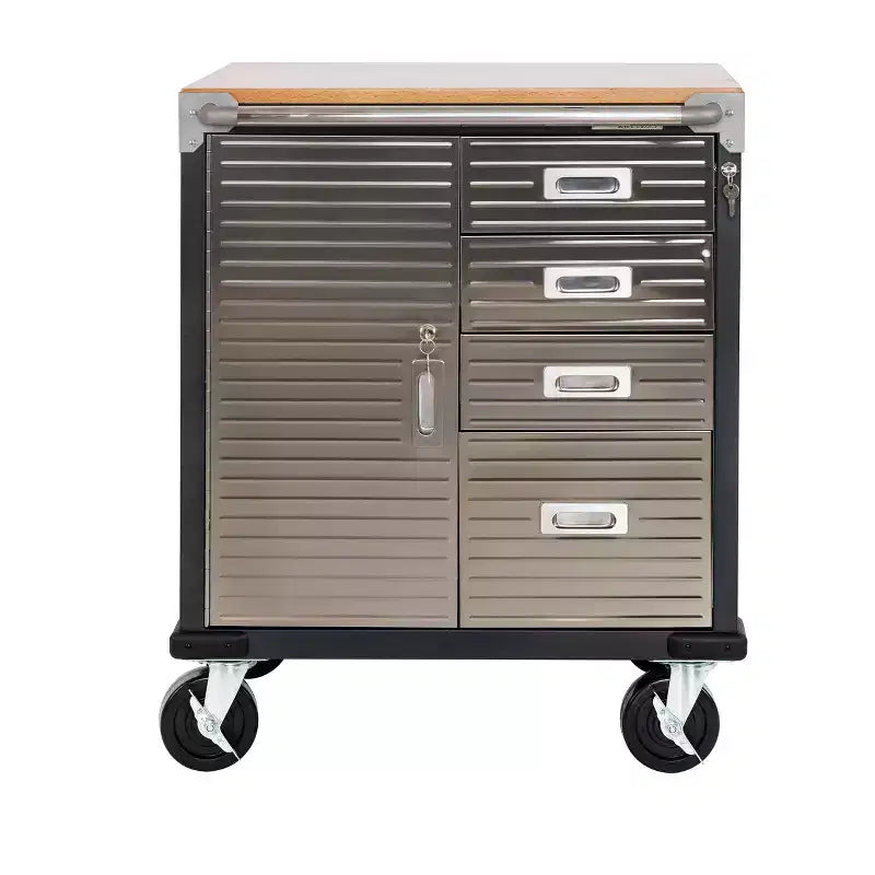 Meuble à 4 tiroirs Seville Classics UltraHD avec plateau en bois, 28 x 25 x 34,5