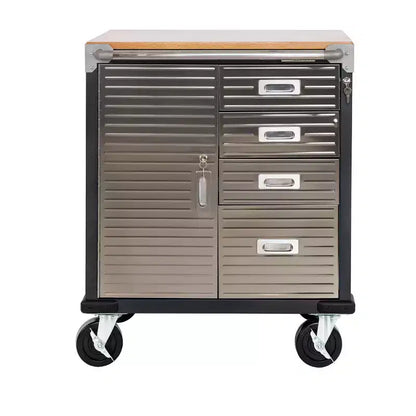 Meuble à 4 tiroirs Seville Classics UltraHD avec plateau en bois, 28 x 25 x 34,5