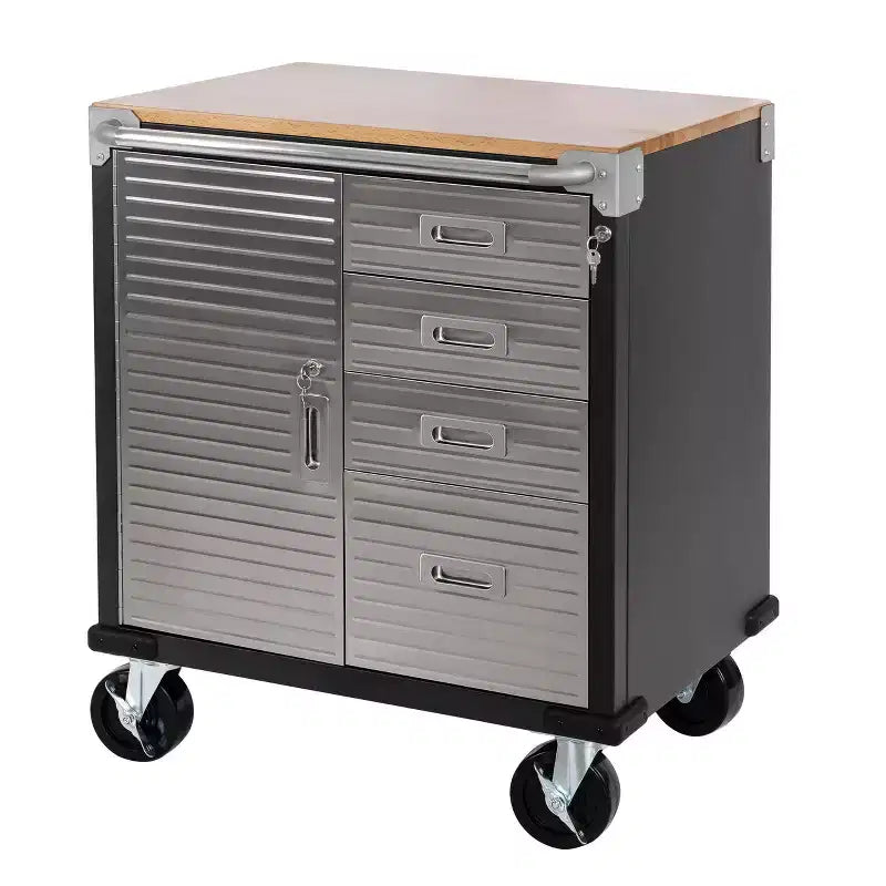 Meuble à 4 tiroirs Seville Classics UltraHD avec plateau en bois, 28 x 25 x 34,5