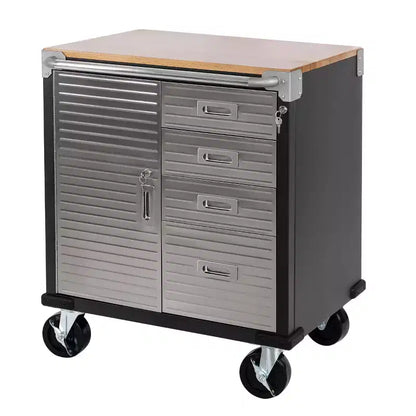 Meuble à 4 tiroirs Seville Classics UltraHD avec plateau en bois, 28 x 25 x 34,5