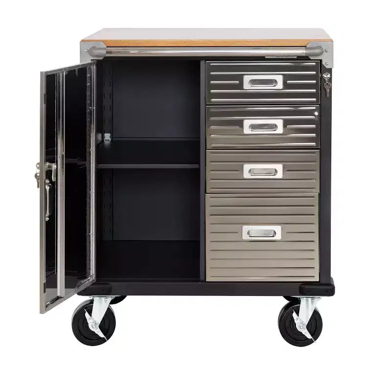 Meuble à 4 tiroirs Seville Classics UltraHD avec plateau en bois, 28 x 25 x 34,5