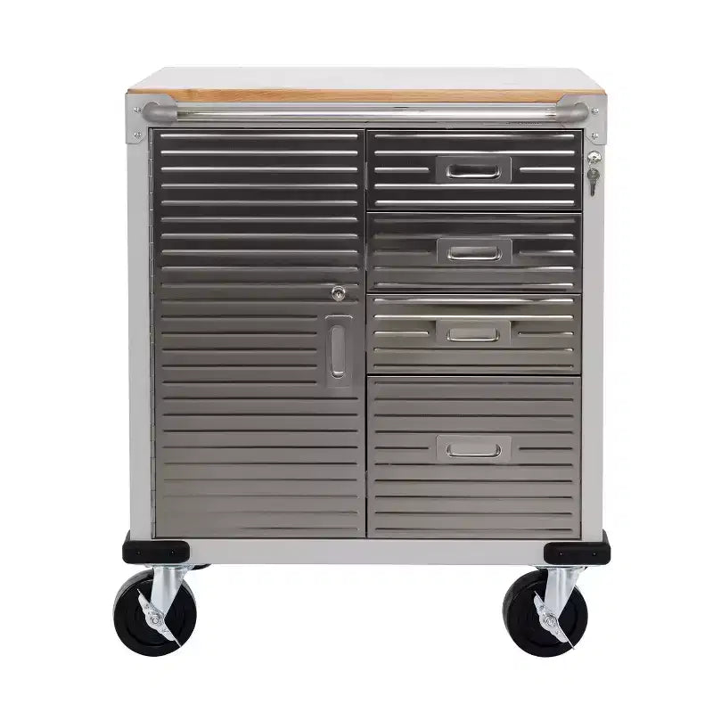 Meuble à 4 tiroirs Seville Classics UltraHD avec plateau en bois, 28 x 25 x 34,5