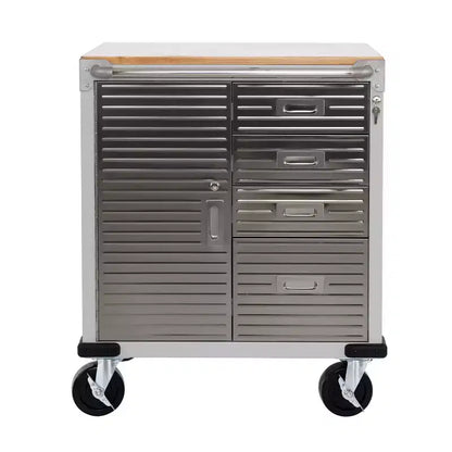 Meuble à 4 tiroirs Seville Classics UltraHD avec plateau en bois, 28 x 25 x 34,5