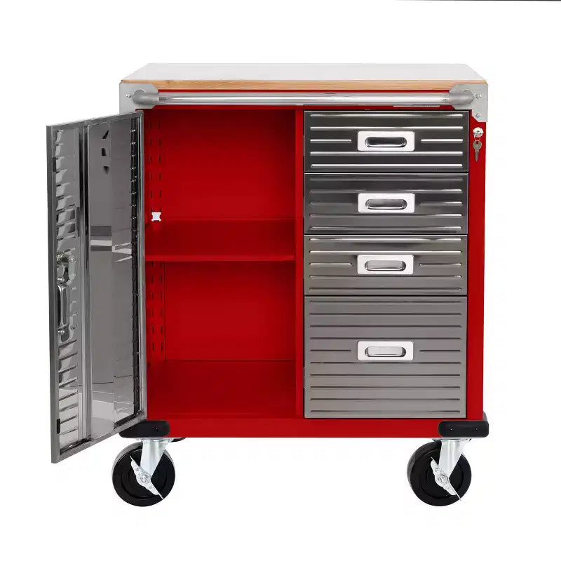 Meuble à 4 tiroirs Seville Classics UltraHD avec plateau en bois, 28 x 25 x 34,5