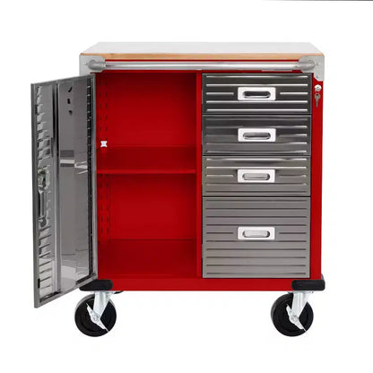 Meuble à 4 tiroirs Seville Classics UltraHD avec plateau en bois, 28 x 25 x 34,5