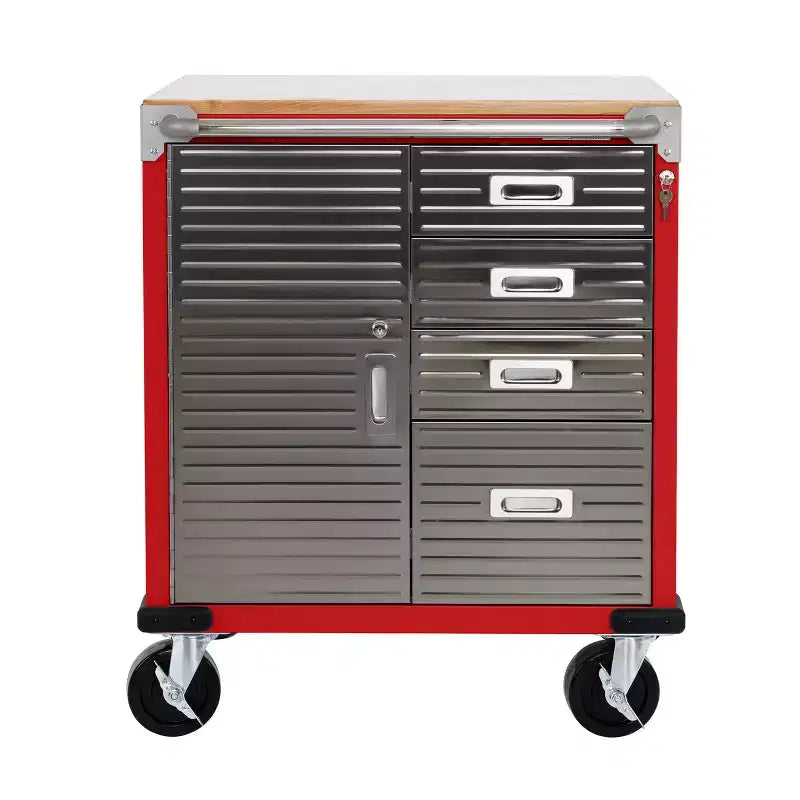 Meuble à 4 tiroirs Seville Classics UltraHD avec plateau en bois, 28 x 25 x 34,5