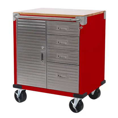 Meuble à 4 tiroirs Seville Classics UltraHD avec plateau en bois, 28 x 25 x 34,5