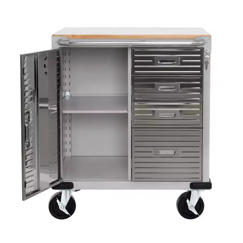 Meuble à 4 tiroirs Seville Classics UltraHD avec plateau en bois, 28 x 25 x 34,5