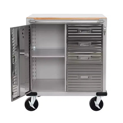 Meuble à 4 tiroirs Seville Classics UltraHD avec plateau en bois, 28 x 25 x 34,5