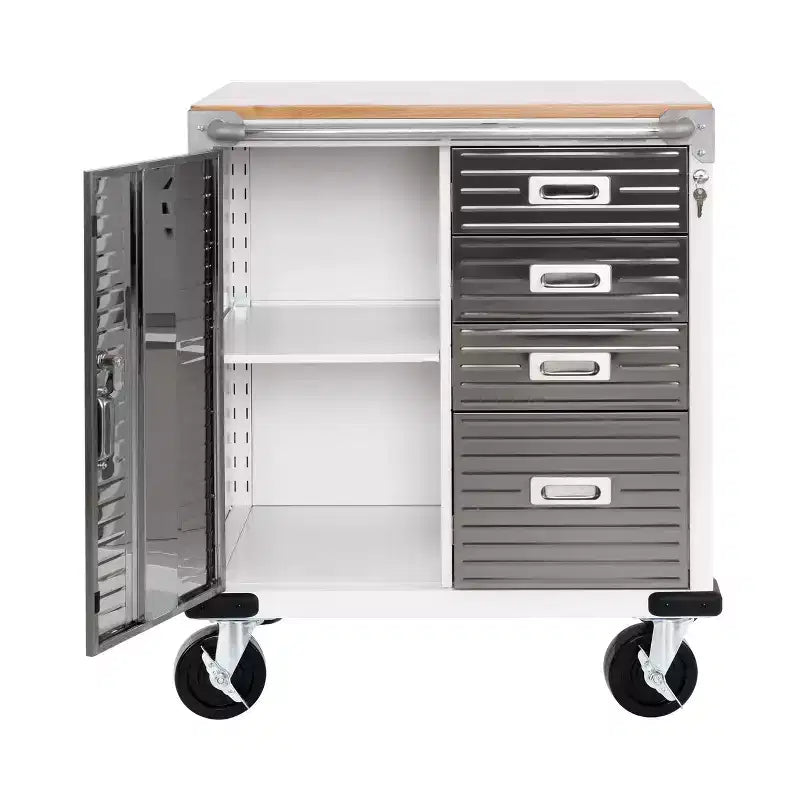 Meuble à 4 tiroirs Seville Classics UltraHD avec plateau en bois, 28 x 25 x 34,5