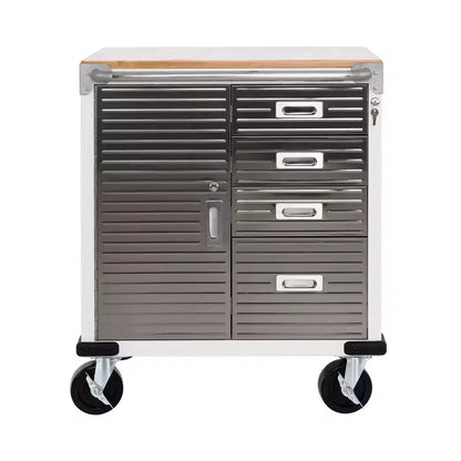 Meuble à 4 tiroirs Seville Classics UltraHD avec plateau en bois, 28 x 25 x 34,5