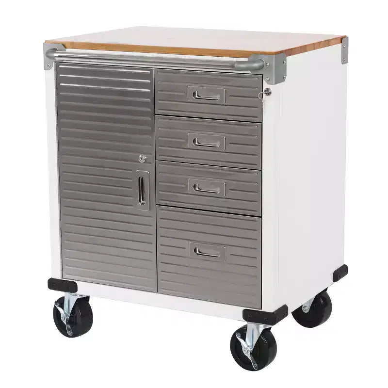 Meuble à 4 tiroirs Seville Classics UltraHD avec plateau en bois, 28 x 25 x 34,5