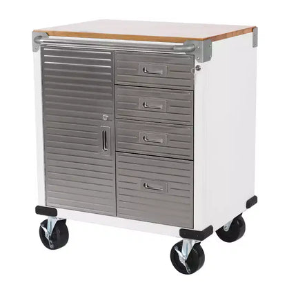 Meuble à 4 tiroirs Seville Classics UltraHD avec plateau en bois, 28 x 25 x 34,5