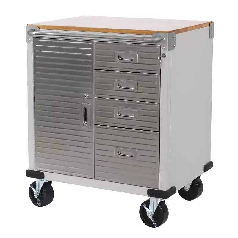 Meuble à 4 tiroirs Seville Classics UltraHD avec plateau en bois, 28 x 25 x 34,5