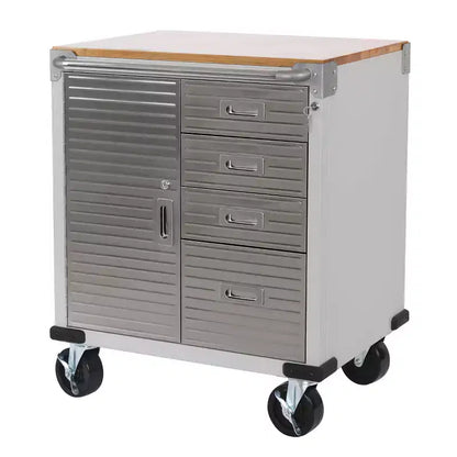 Meuble à 4 tiroirs Seville Classics UltraHD avec plateau en bois, 28 x 25 x 34,5