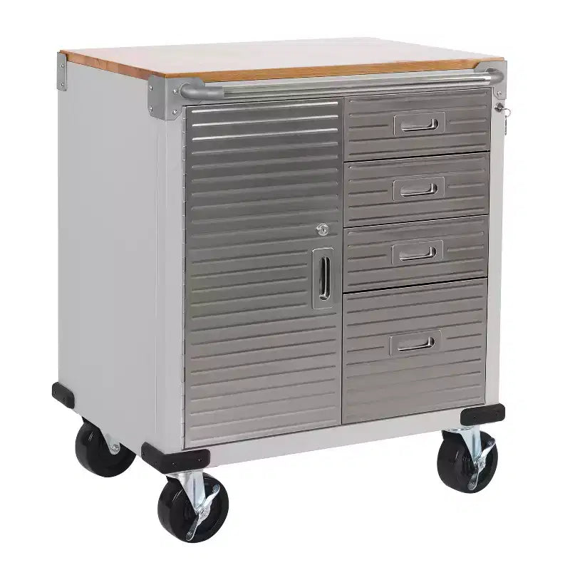 Seville Classics UltraHD 4-Drawer Cabinet with Wood Top, 28 x 25 x 34.5