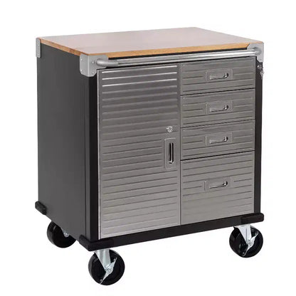 Meuble à 4 tiroirs Seville Classics UltraHD avec plateau en bois, 28 x 25 x 34,5